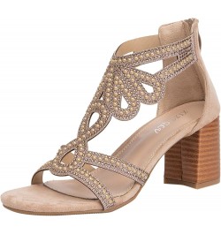 Open Toe Sandals Womens Hollow Out Fish Mouth Sandal Rhinestone Peep Toe Dress Sandal Wedge Heeled Zip Sandal A-05 Brown $18....