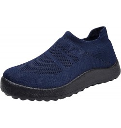 Womens Runing Tennis Mesh Sneakers Non-Slip Fashion Soft Shoes Work Shoes for Women Ao1-dark Blue $16.27 Outdoor Shoes