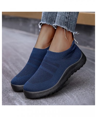 Womens Runing Tennis Mesh Sneakers Non-Slip Fashion Soft Shoes Work Shoes for Women Ao1-dark Blue $16.27 Outdoor Shoes