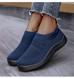 Womens Runing Tennis Mesh Sneakers Non-Slip Fashion Soft Shoes Work Shoes for Women Ao1-dark Blue $16.27 Outdoor Shoes