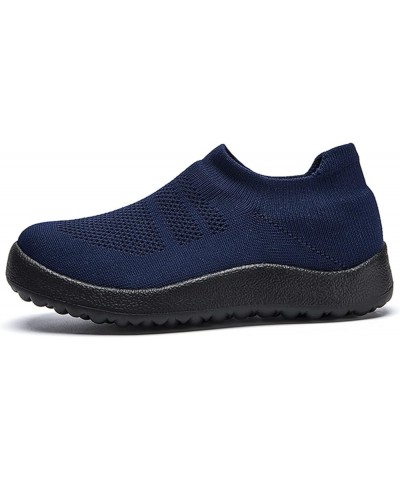 Womens Runing Tennis Mesh Sneakers Non-Slip Fashion Soft Shoes Work Shoes for Women Ao1-dark Blue $16.27 Outdoor Shoes