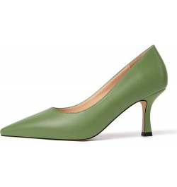 Womens Pointed Toe Stylish Slip On Dating Matte Dress Stiletto High Heel Pumps Shoes 2.5 Inch Olive Green $34.55 Pumps