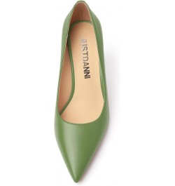 Womens Pointed Toe Stylish Slip On Dating Matte Dress Stiletto High Heel Pumps Shoes 2.5 Inch Olive Green $34.55 Pumps