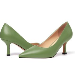 Womens Pointed Toe Stylish Slip On Dating Matte Dress Stiletto High Heel Pumps Shoes 2.5 Inch Olive Green $34.55 Pumps