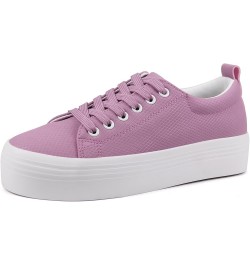 Women Lace Up Platform Sneakers Comfortable Casual Fashion Sneaker Walking Shoes Purple $23.50 Fashion Sneakers