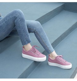 Women Lace Up Platform Sneakers Comfortable Casual Fashion Sneaker Walking Shoes Purple $23.50 Fashion Sneakers