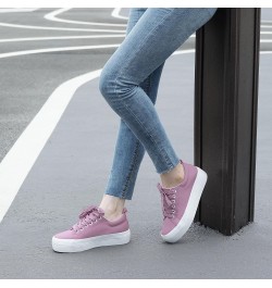 Women Lace Up Platform Sneakers Comfortable Casual Fashion Sneaker Walking Shoes Purple $23.50 Fashion Sneakers