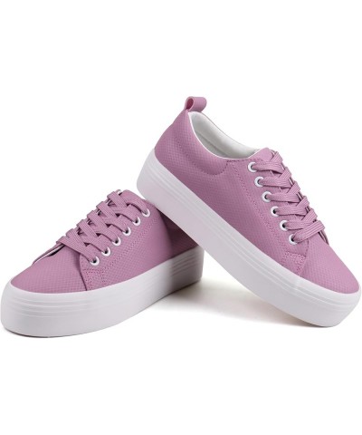 Women Lace Up Platform Sneakers Comfortable Casual Fashion Sneaker Walking Shoes Purple $23.50 Fashion Sneakers