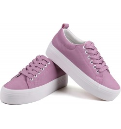 Women Lace Up Platform Sneakers Comfortable Casual Fashion Sneaker Walking Shoes Purple $23.50 Fashion Sneakers