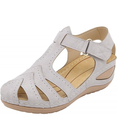 Platform Sandals Comfortable Sandals Wedges Women Fashion Breathable Summer Toe Shoes Beach Women's Sandals Grey 7 $14.75 San...