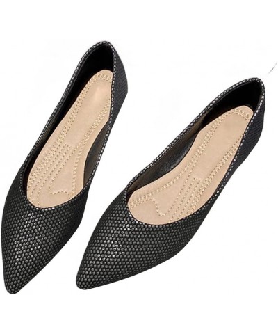 Ballerina Shoes Mesh Ballet Flats Slip On Office Flats for Women Work Pointed Toe Dress Flats Black $15.63 Flats