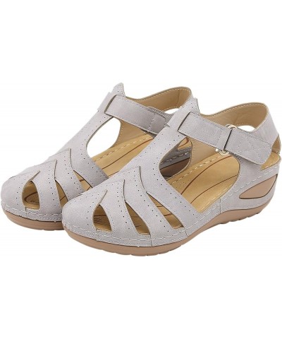 Platform Sandals Comfortable Sandals Wedges Women Fashion Breathable Summer Toe Shoes Beach Women's Sandals Grey 7 $14.75 San...