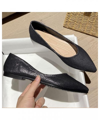 Ballerina Shoes Mesh Ballet Flats Slip On Office Flats for Women Work Pointed Toe Dress Flats Black $15.63 Flats