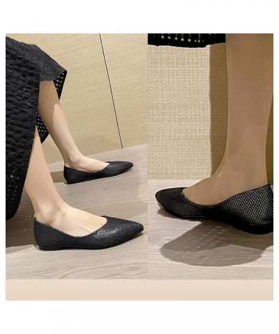 Ballerina Shoes Mesh Ballet Flats Slip On Office Flats for Women Work Pointed Toe Dress Flats Black $15.63 Flats