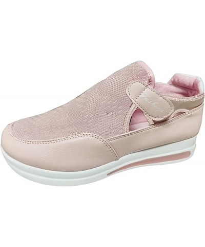 Shoes For Women Sneakers Slip Ons PU Leather Shoes Low Top Lace Up Casual Fashion Walking Platform Flats Loafer Z-pink $19.19...