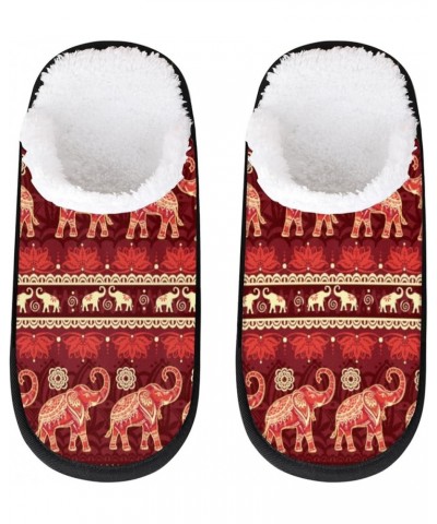 Tribe Elephant House Slippers for Women Men Boho Mandala Fuzzy Non Slip Slider Slipper for Everyday Home Bedroom Shoes Indoor...