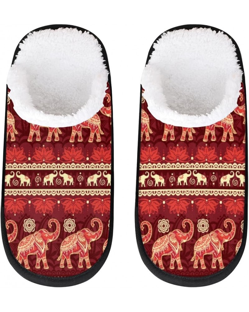 Tribe Elephant House Slippers for Women Men Boho Mandala Fuzzy Non Slip Slider Slipper for Everyday Home Bedroom Shoes Indoor...