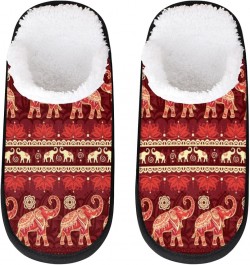 Tribe Elephant House Slippers for Women Men Boho Mandala Fuzzy Non Slip Slider Slipper for Everyday Home Bedroom Shoes Indoor...