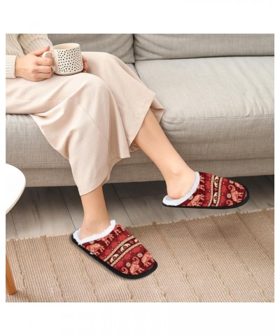 Tribe Elephant House Slippers for Women Men Boho Mandala Fuzzy Non Slip Slider Slipper for Everyday Home Bedroom Shoes Indoor...