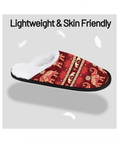 Tribe Elephant House Slippers for Women Men Boho Mandala Fuzzy Non Slip Slider Slipper for Everyday Home Bedroom Shoes Indoor...