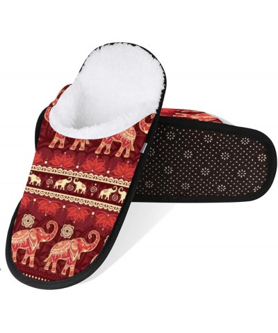 Tribe Elephant House Slippers for Women Men Boho Mandala Fuzzy Non Slip Slider Slipper for Everyday Home Bedroom Shoes Indoor...