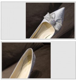 Fashion Rhinestone Bow Prom Stiletto Pumps for Woman Lightweight Closed Pointed Toe Sparkly Sequins Slip-on Mid Heeled Party ...