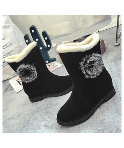 Snow Boots Ankle Warm Thick Soled Women's Thermal Boots Tassel Winter Plush Shoes Women's Boots Wide Boots Black $15.90 Outdo...