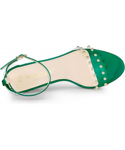 Women's Clear Block Heel Ankle Strap Heeled Sandals Green $20.70 Sandals