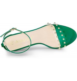 Women's Clear Block Heel Ankle Strap Heeled Sandals Green $20.70 Sandals