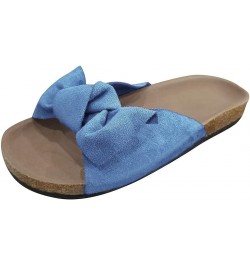 Sandals Bottom Bow Flat Beach Women Shoes Tie Fashion Thick Heel Slipper Women's slipper Cool Slippers for Women Blue $11.24 ...