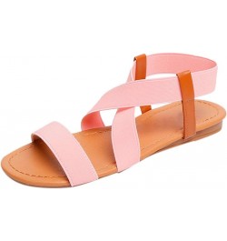 Block Heel Sandals for Women Heel Beach Strap -Toe Sandals Skidding Shoes Women Sandals Low Women's Sandals 6 Pink $11.10 San...