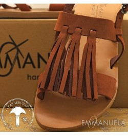 Emmanuela Ancient Greek Style Sandals, Handmade Leather Toe Ring Flat Sandals, Quality Sandals with Ankle Strap, Ankle Cuff S...