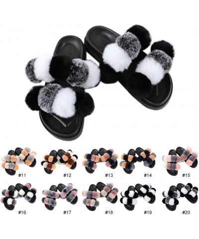 Fuzzy Open Toe Pom Pom Ball Slippers for Women - Flat Soft Fashion Fur Slides for Indoor Outdoor Wear $11.54 Slippers