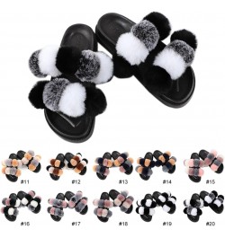 Fuzzy Open Toe Pom Pom Ball Slippers for Women - Flat Soft Fashion Fur Slides for Indoor Outdoor Wear $11.54 Slippers