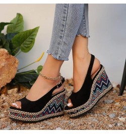 Wedge Sandals for Women Dressy Casual Flip Flops Sandals Beach Boho Sandals Flatform Espadrille Sandal 55-nrny-black-g $14.35...