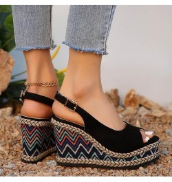 Wedge Sandals for Women Dressy Casual Flip Flops Sandals Beach Boho Sandals Flatform Espadrille Sandal 55-nrny-black-g $14.35...