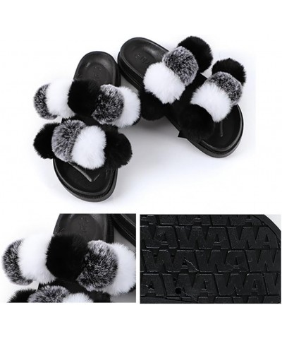 Fuzzy Open Toe Pom Pom Ball Slippers for Women - Flat Soft Fashion Fur Slides for Indoor Outdoor Wear $11.54 Slippers