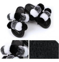 Fuzzy Open Toe Pom Pom Ball Slippers for Women - Flat Soft Fashion Fur Slides for Indoor Outdoor Wear $11.54 Slippers