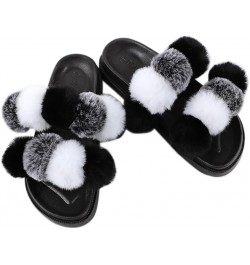 Fuzzy Open Toe Pom Pom Ball Slippers for Women - Flat Soft Fashion Fur Slides for Indoor Outdoor Wear $11.54 Slippers