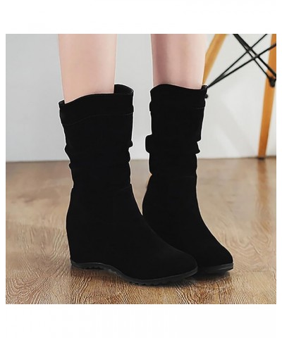 Women's Cheryl Fashion Boot Vintage Platform Levated Wedge Heels Mid-Calf Boots Country Dresses To Wear Snow Boots Black $27....