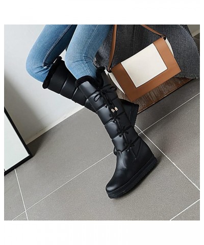 Women's Fashion Snow Boot Lace Up Mid-Calf Water-Resistant Anti-Slip Outdoor Winter Warm Plush Lined Snow Boots 43 Black $39....