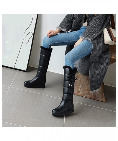 Women's Fashion Snow Boot Lace Up Mid-Calf Water-Resistant Anti-Slip Outdoor Winter Warm Plush Lined Snow Boots 43 Black $39....