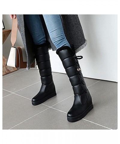 Women's Fashion Snow Boot Lace Up Mid-Calf Water-Resistant Anti-Slip Outdoor Winter Warm Plush Lined Snow Boots 43 Black $39....