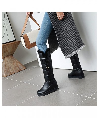 Women's Fashion Snow Boot Lace Up Mid-Calf Water-Resistant Anti-Slip Outdoor Winter Warm Plush Lined Snow Boots 43 Black $39....