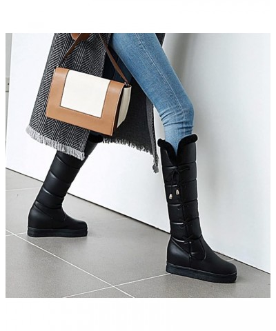 Women's Fashion Snow Boot Lace Up Mid-Calf Water-Resistant Anti-Slip Outdoor Winter Warm Plush Lined Snow Boots 43 Black $39....