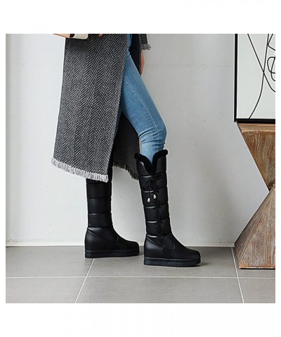 Women's Fashion Snow Boot Lace Up Mid-Calf Water-Resistant Anti-Slip Outdoor Winter Warm Plush Lined Snow Boots 43 Black $39....