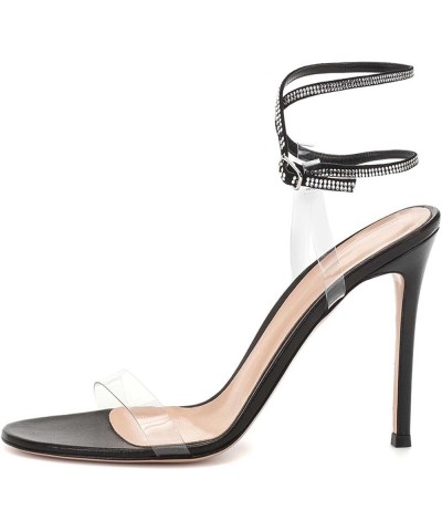 Transparent Stiletto Buckle Party Sandals Black 39 $39.60 Sandals