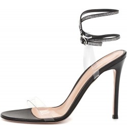 Transparent Stiletto Buckle Party Sandals Black 39 $39.60 Sandals