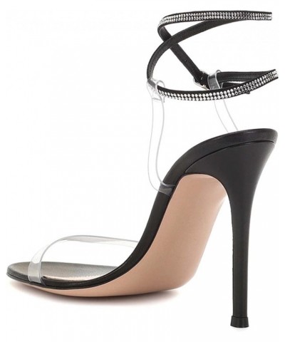 Transparent Stiletto Buckle Party Sandals Black 39 $39.60 Sandals