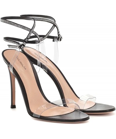 Transparent Stiletto Buckle Party Sandals Black 39 $39.60 Sandals